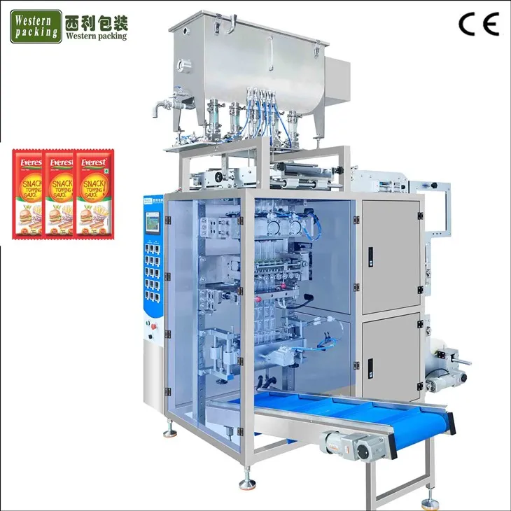 Μηχανή συσκευασίας υγρού φακελίσκου σάλτσας πολλαπλών τροχιών